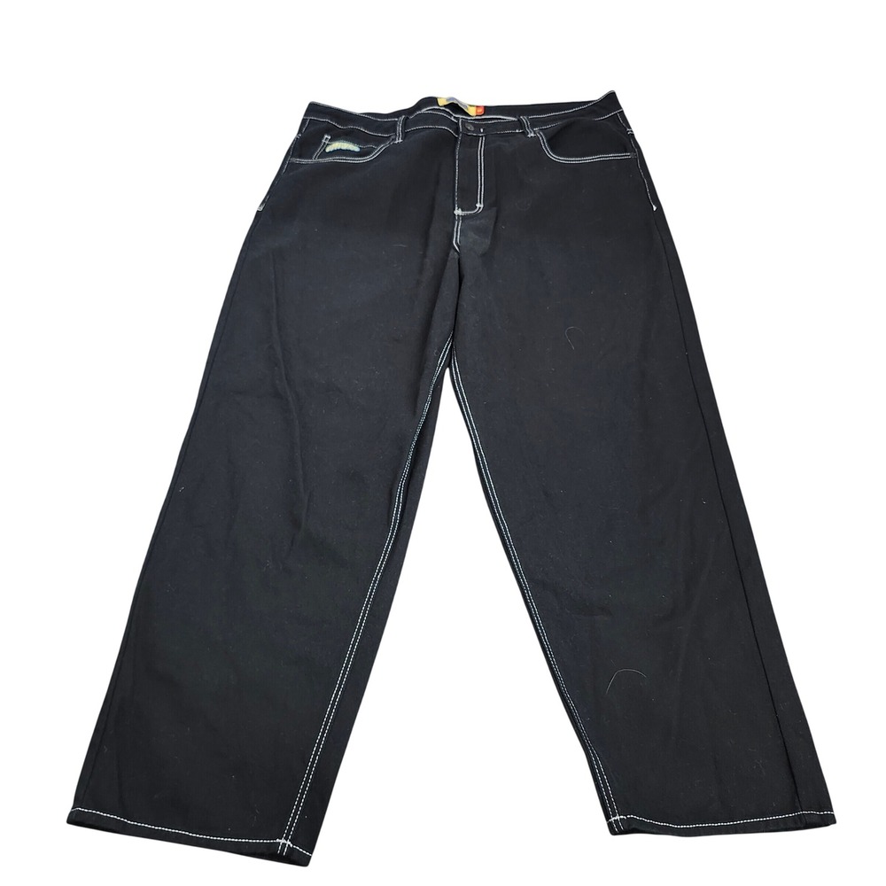 Empyre Jeans Mens 38 Loose Fit Black Contrast Stitch Graphic EUC